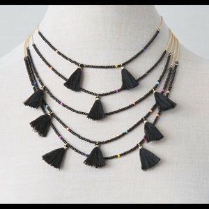 Beaded and Tassel Layering Necklace